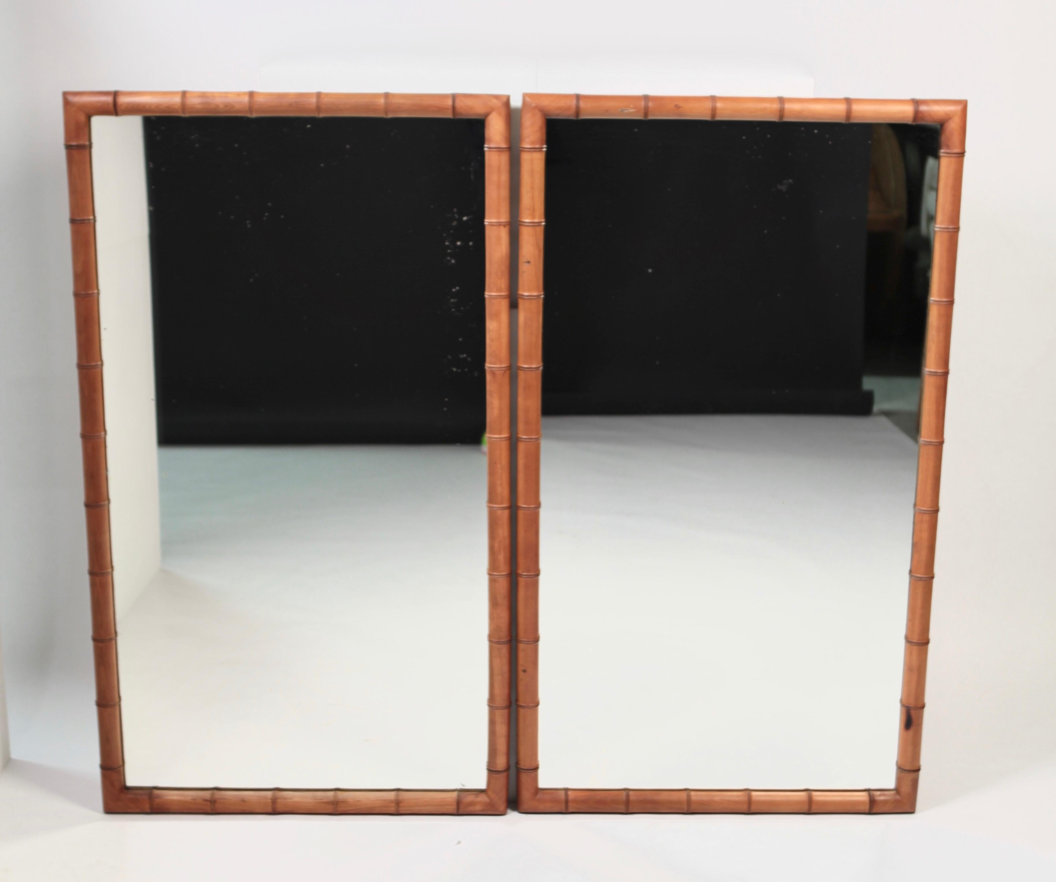 Pair of French Faux Bamboo Mirrors in Walnut, France, circa 1890 9