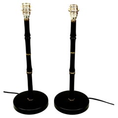 Pair of French Faux Bamboo Table Lamps from a Design by Jacques Adnet
