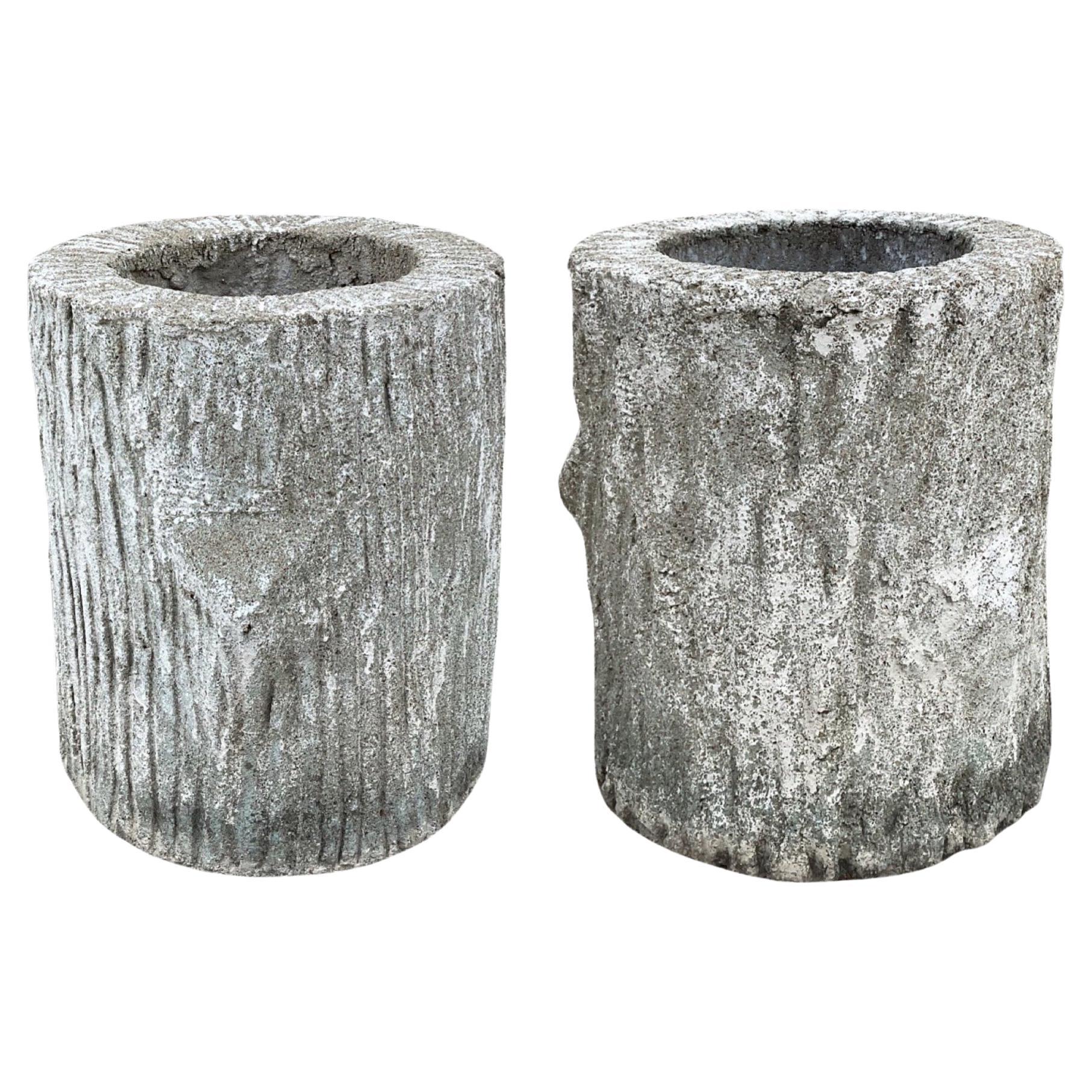 Pair of French Faux Bois Composite Planters For Sale