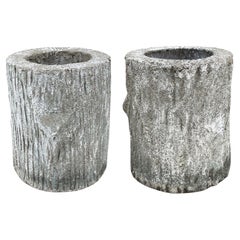 Pair of French Faux Bois Composite Planters