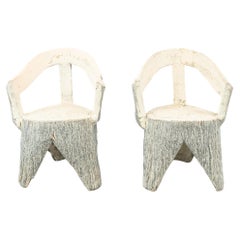 Paar französische Faux Bois Gartenstühle
