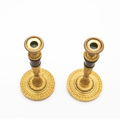 Pair of French Fire-Gilded Charles X Candleholders
