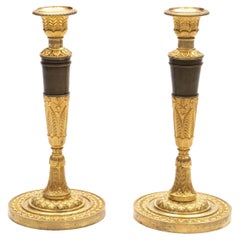Pair of French Fire-Gilded Charles X Candleholders