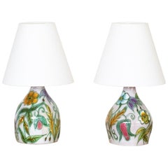 Pair of French Floral Painted Lamps
