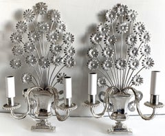 Pair of French Flower Metal Sconces