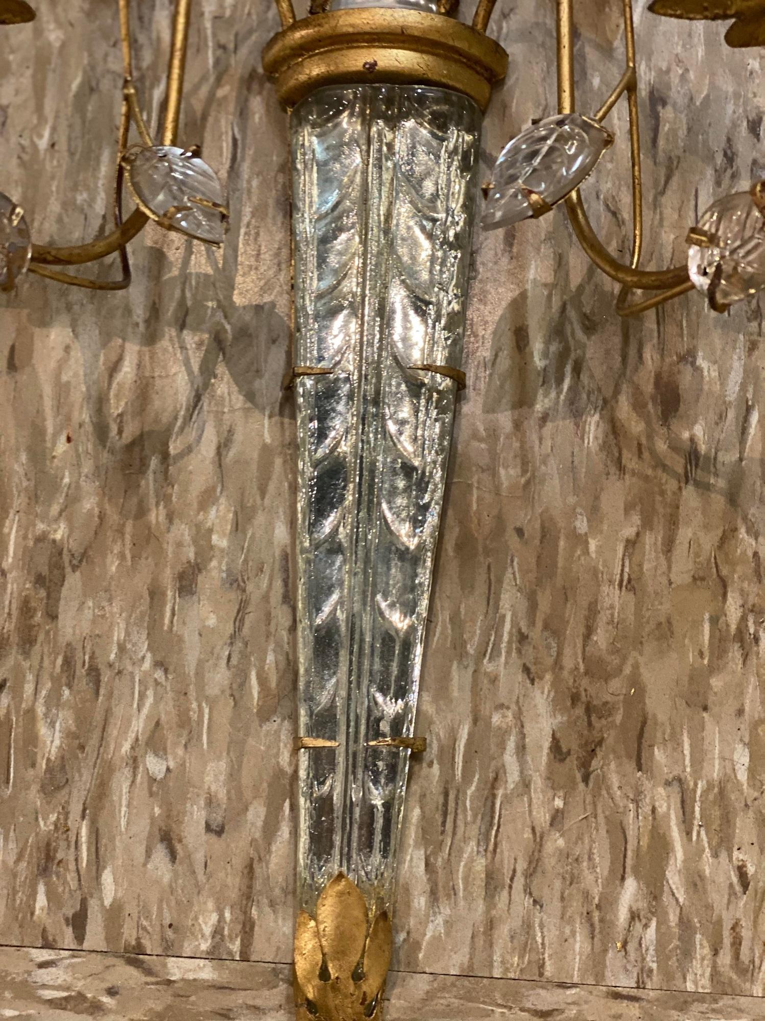 Mid-20th Century Pair of French Flower Sconces, Circa 1930s