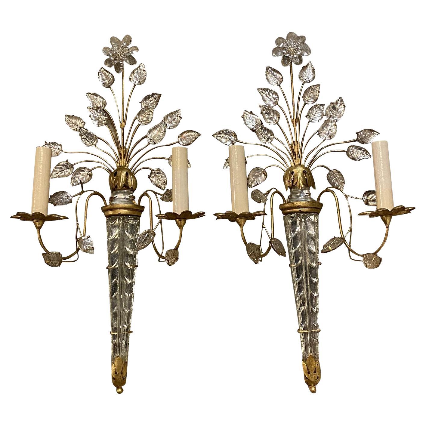 Pair of French Flower Sconces, Circa 1930s