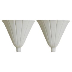 Pair of French Fluted Plaster Sconces, 1940s