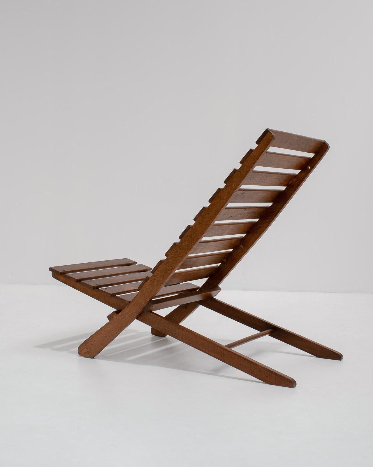 Pair of French Folding Chairs in Stained Teak, France 1950s For Sale 4