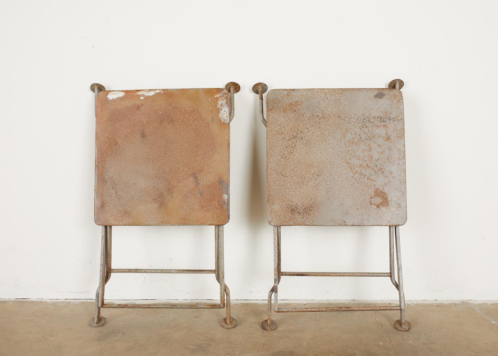 Pair of French Folding Iron Campaign Style Drink Tables 8