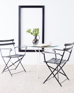 Pair of French Folding Slated Garden Chairs