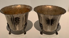Pair of French Footed Hammered Silver Planters