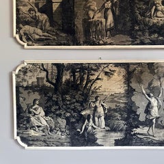 Pair of French Framed Grisaille Painted Wallpaper Panels, c. 1820