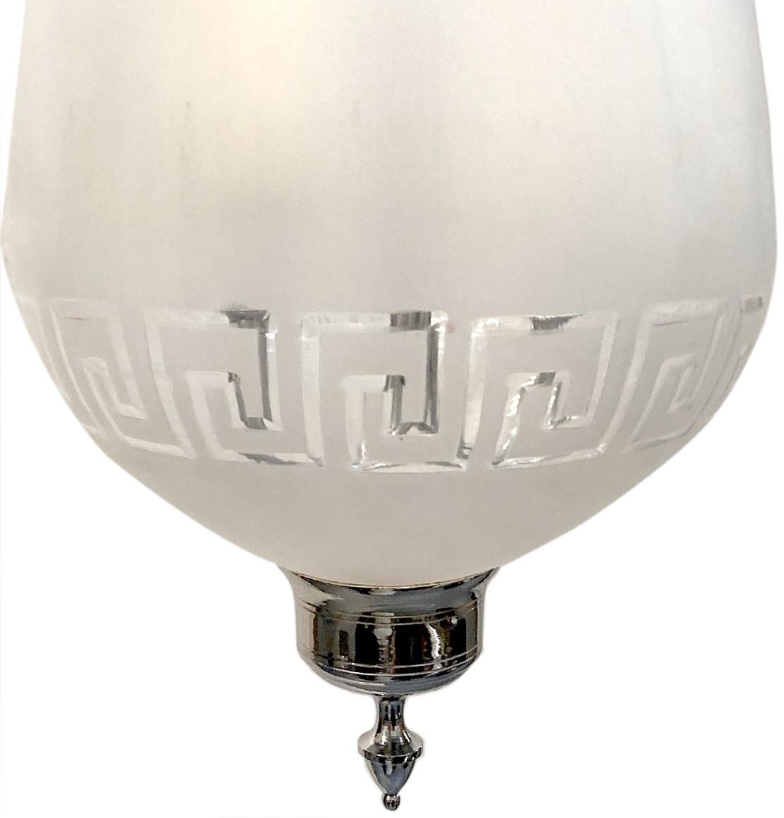 Pair of French Frosted Glass Lanterns, Sold Individually In Good Condition For Sale In New York, NY