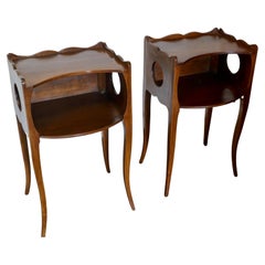 Pair of French Fruitwood Open Bedside Cabinets