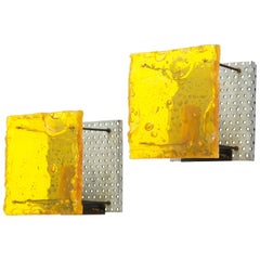 Pair of French Geometric Fractal Resin Sconces