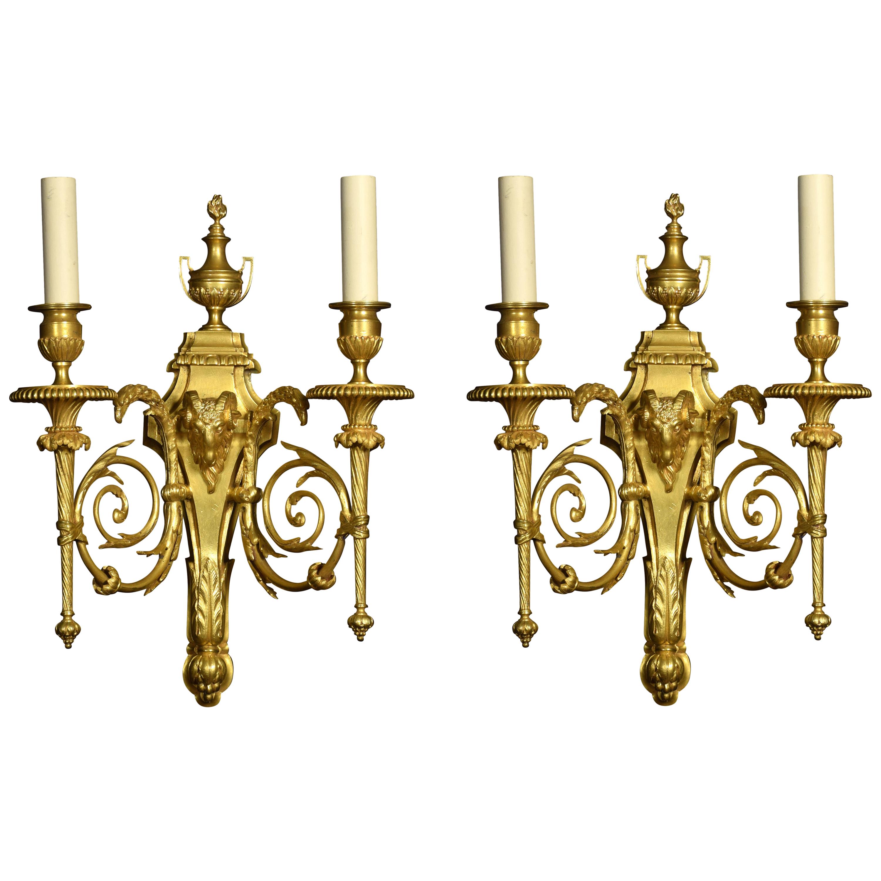 Pair of French Gilded Bronze Wall Lights