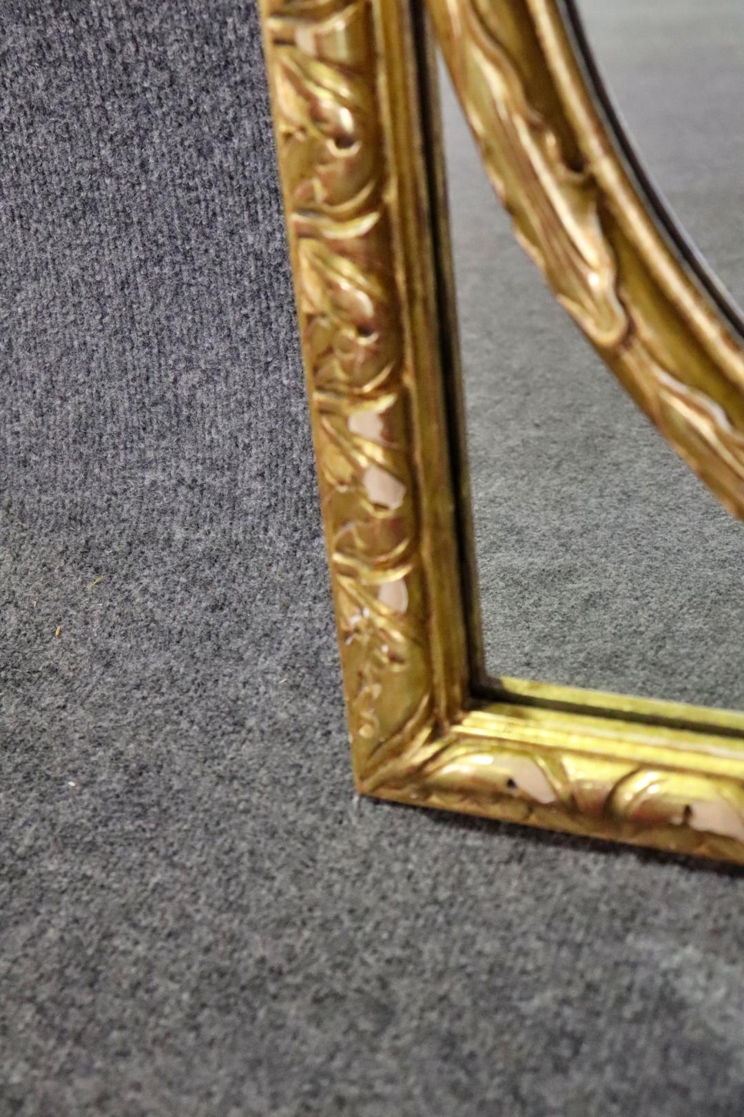 Pair of French Gilded Oval within a Rectangle Gilt Wood Mirrors  For Sale 3