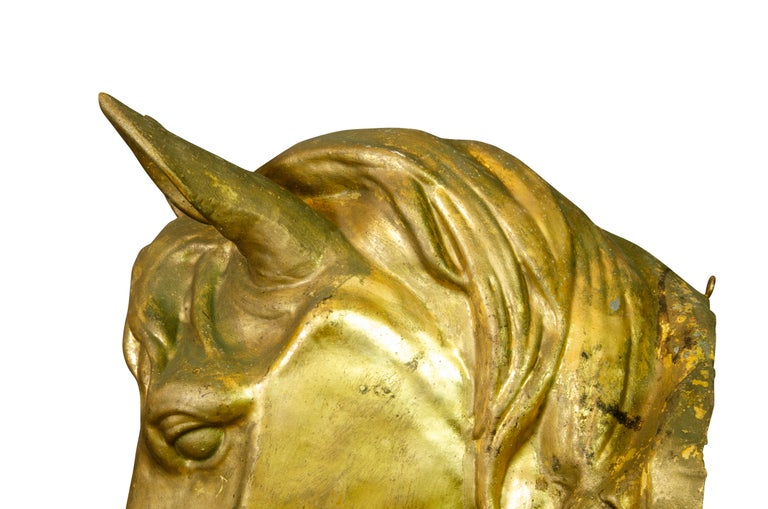 Pair of French Gilded Zinc Horse Heads For Sale 12