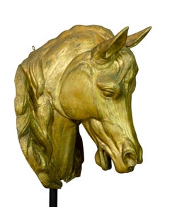 Pair of French Gilded Zinc Horse Heads