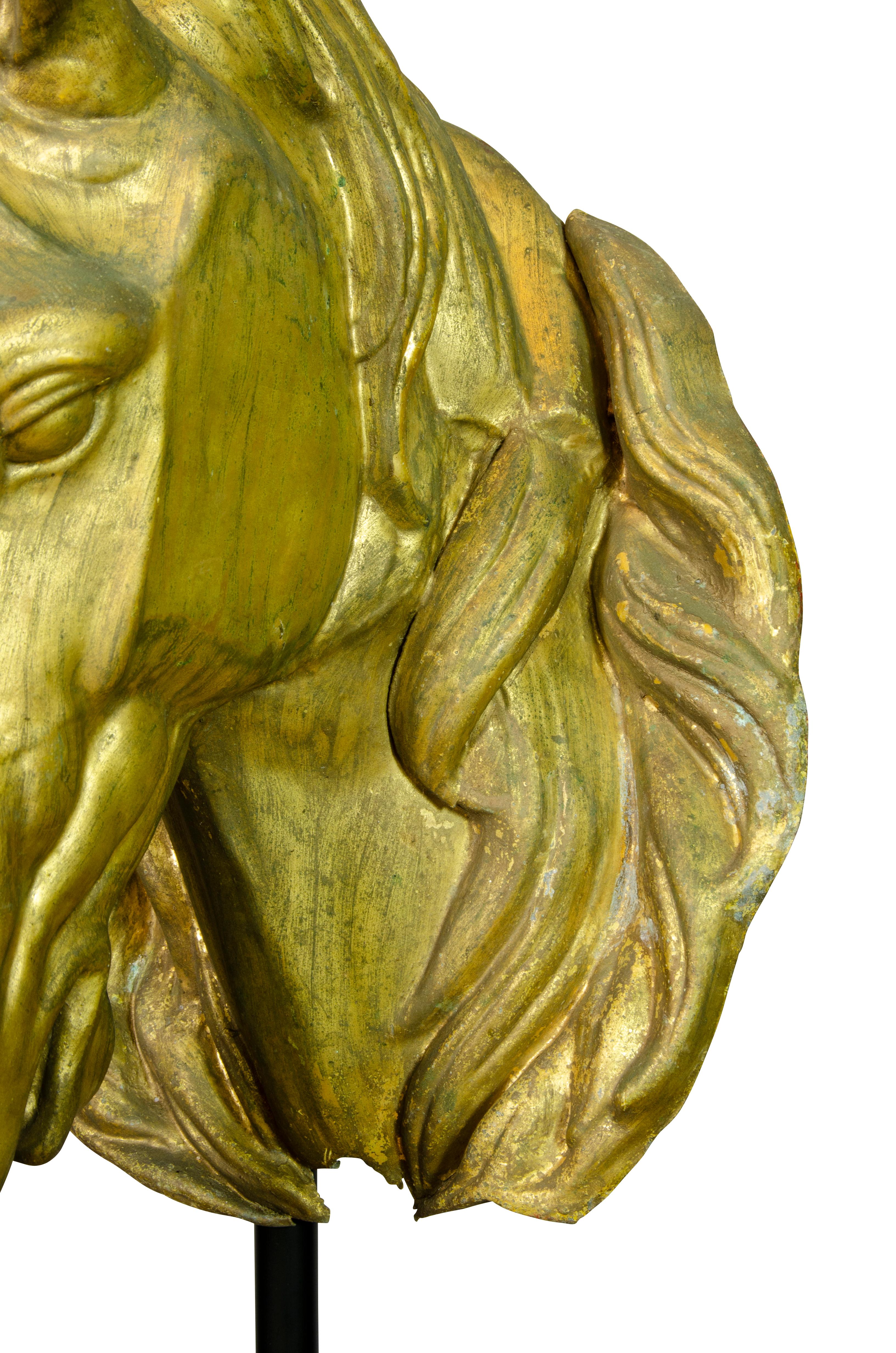 Pair of French Gilded Zinc Horse Heads For Sale 1
