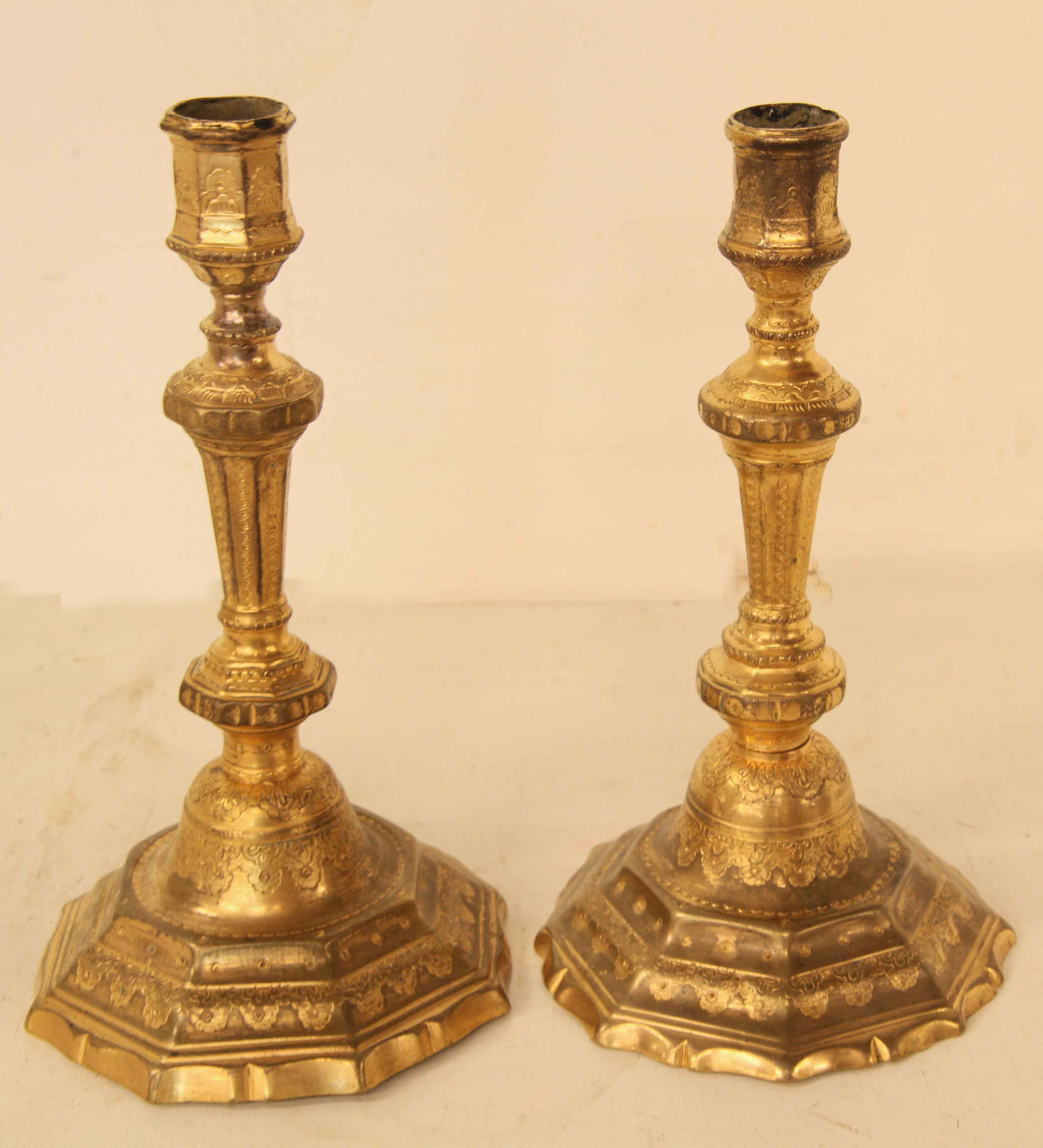Pair of French Gilt and Chased Candlesticks For Sale 6