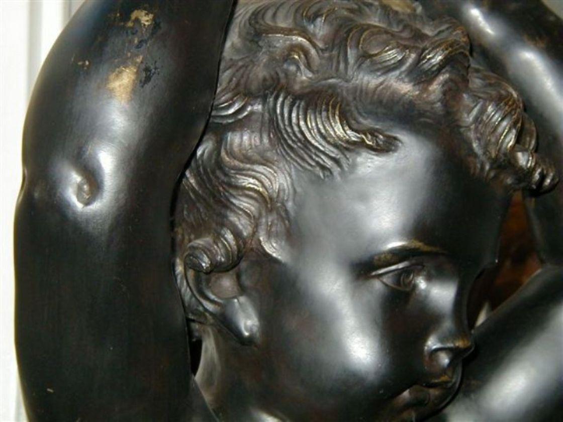 Paire de torchres figuratives franaises en bronze dor et patin 4