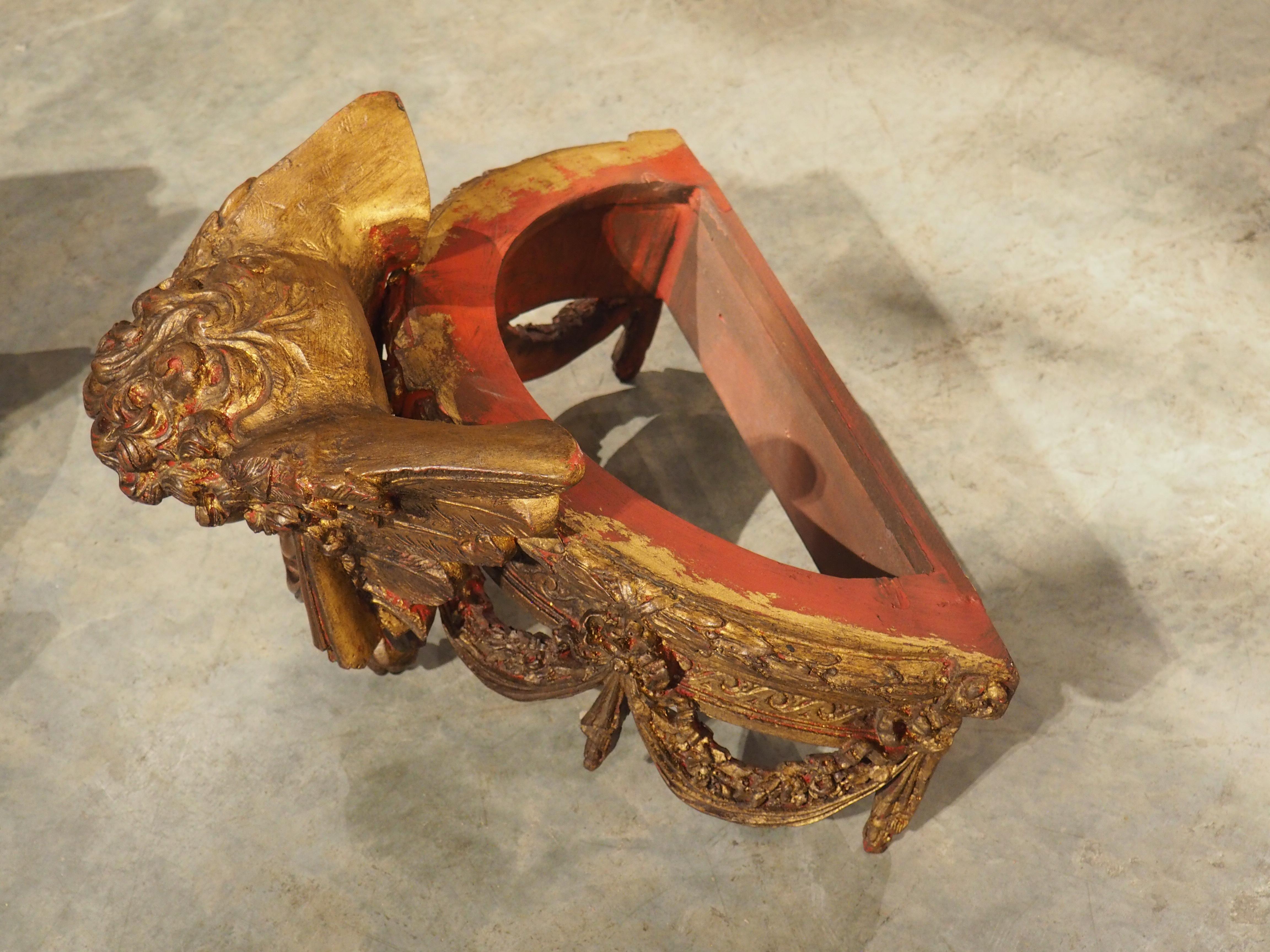 Pair of French Gilt and Polychrome Winged Cherub Ciels Du Lit, 20th Century 11