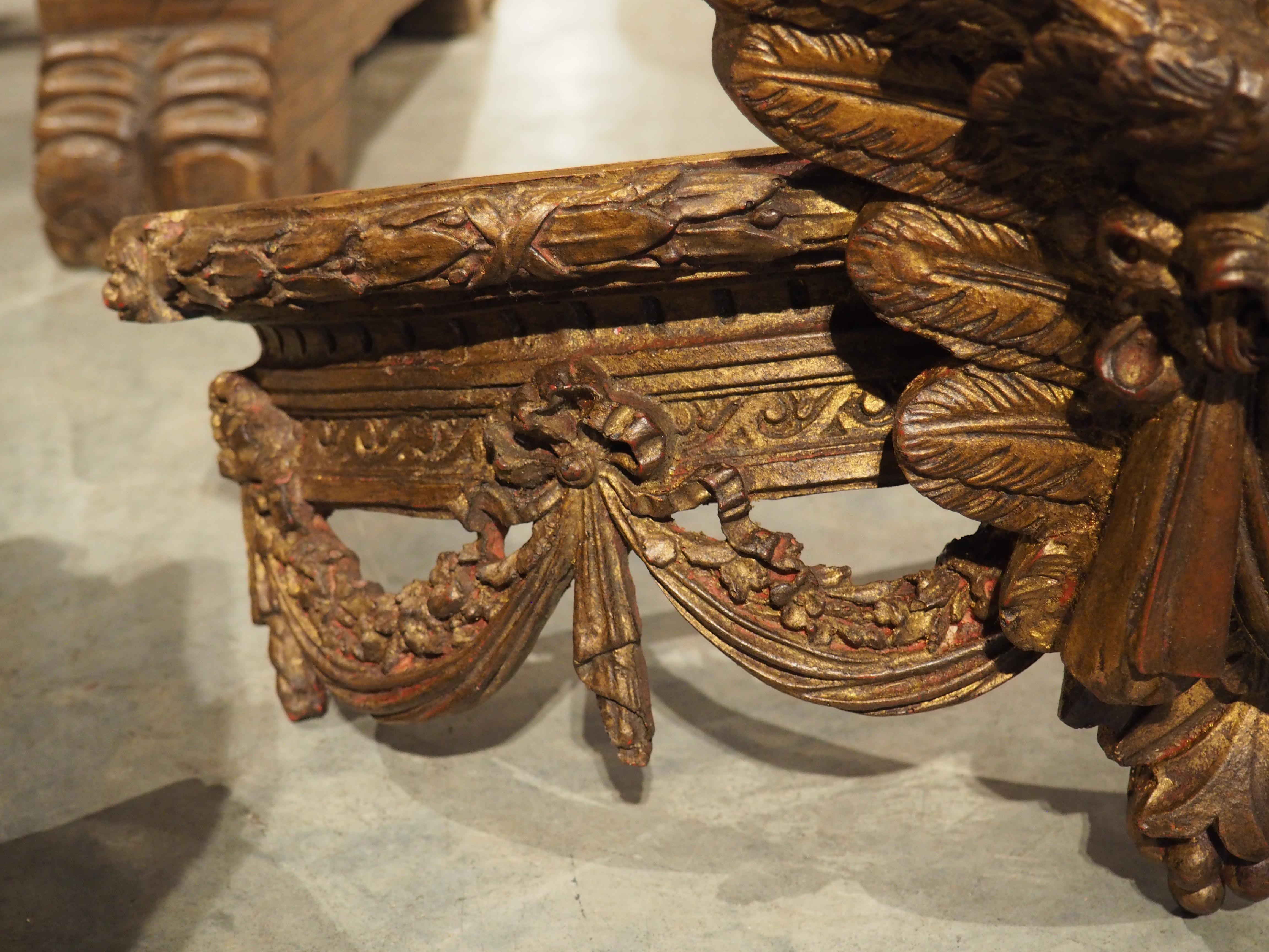 Pair of French Gilt and Polychrome Winged Cherub Ciels Du Lit, 20th Century 2