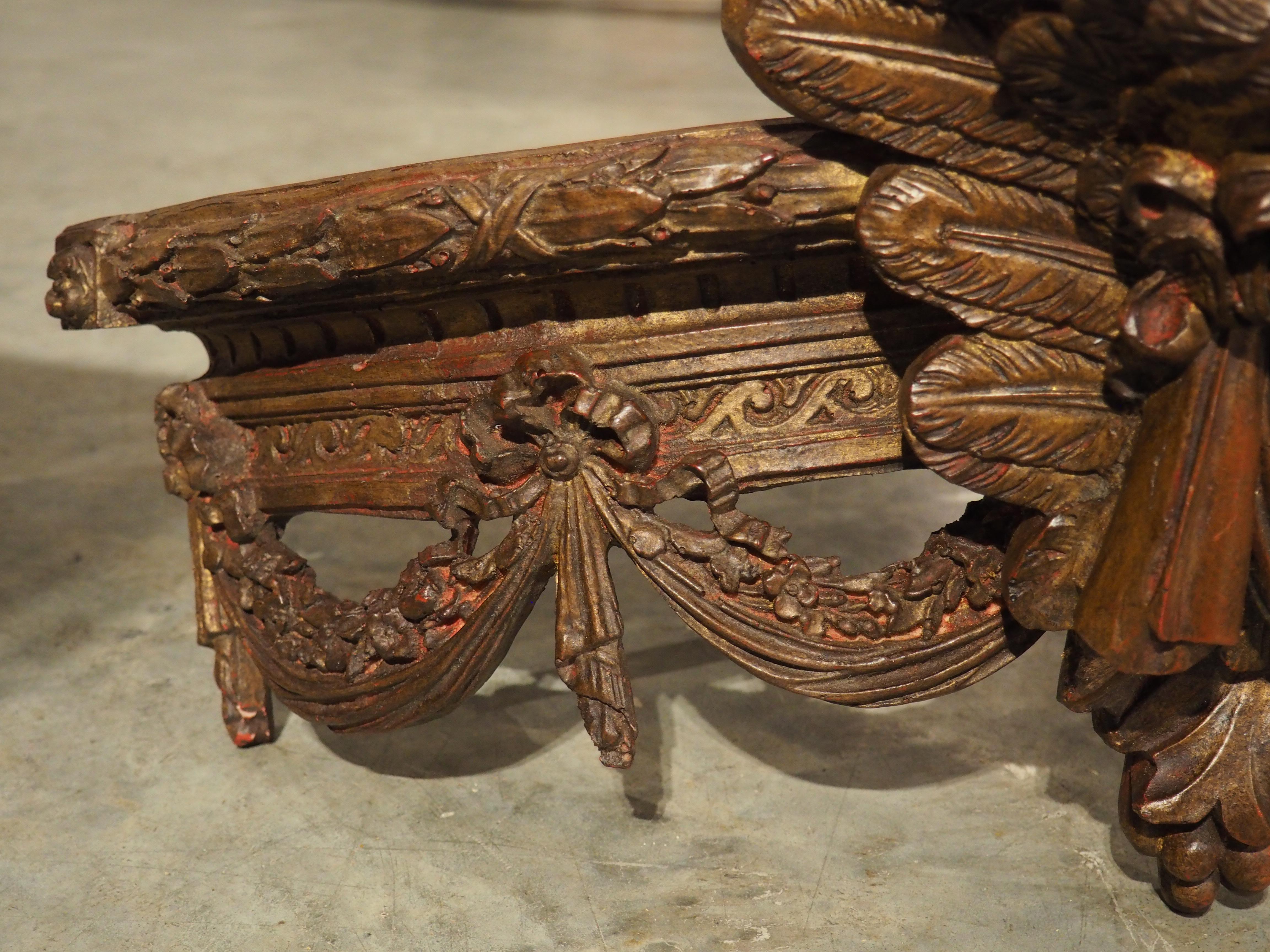 Pair of French Gilt and Polychrome Winged Cherub Ciels Du Lit, 20th Century 3