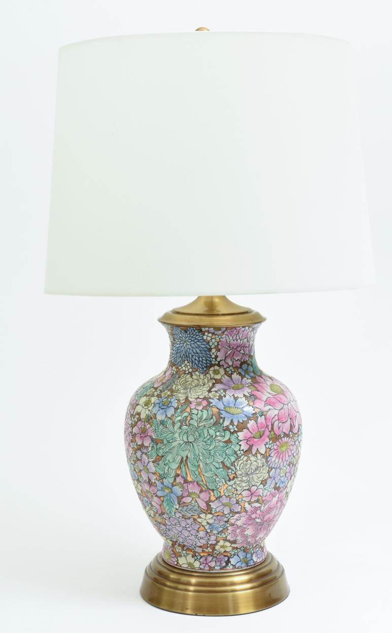 Pair French Gilt Base Cloisonné Enamel Table Lamps 4