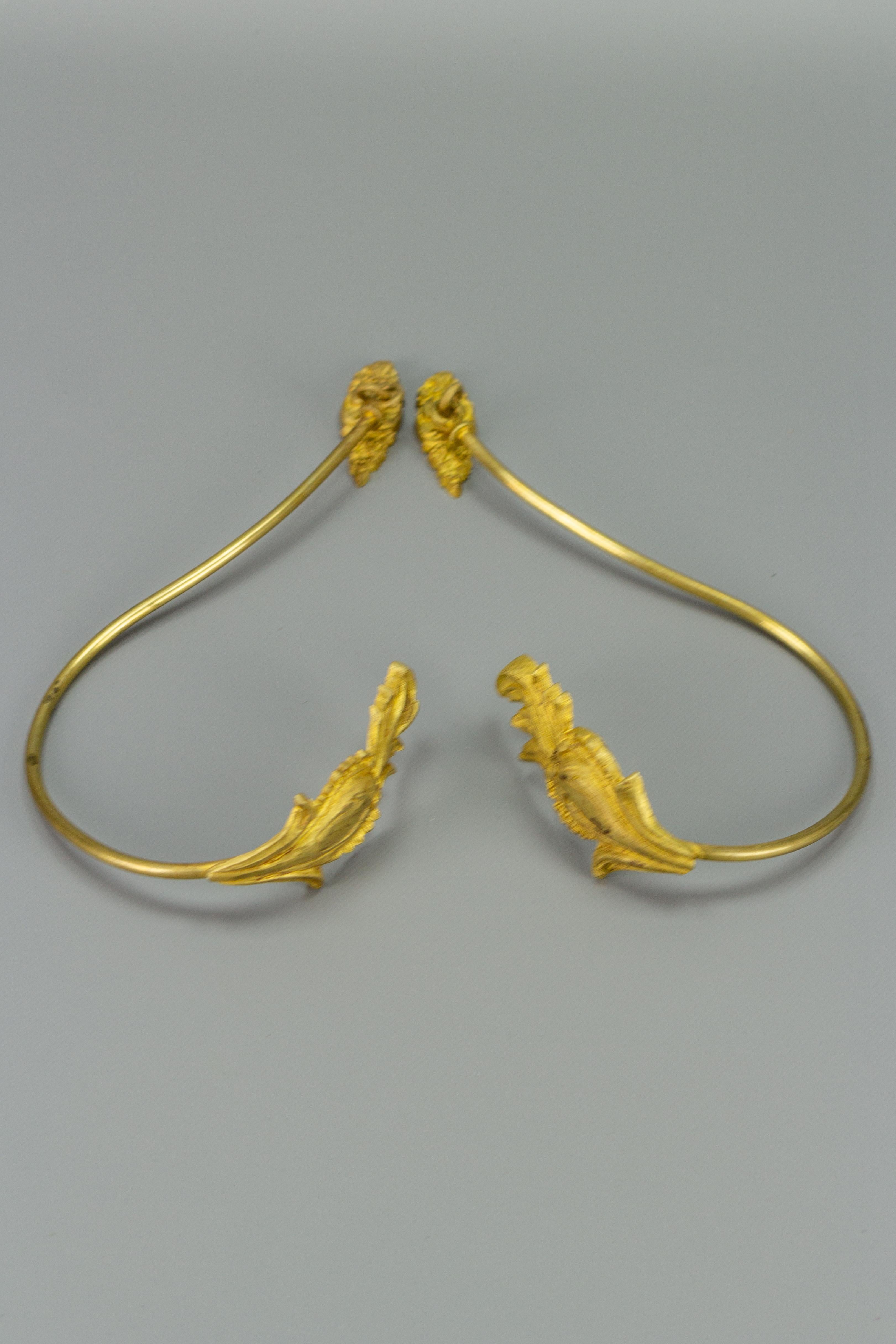 Pair of French Gilt Bronze and Brass Curtain Tiebacks or Curtain Holders 9