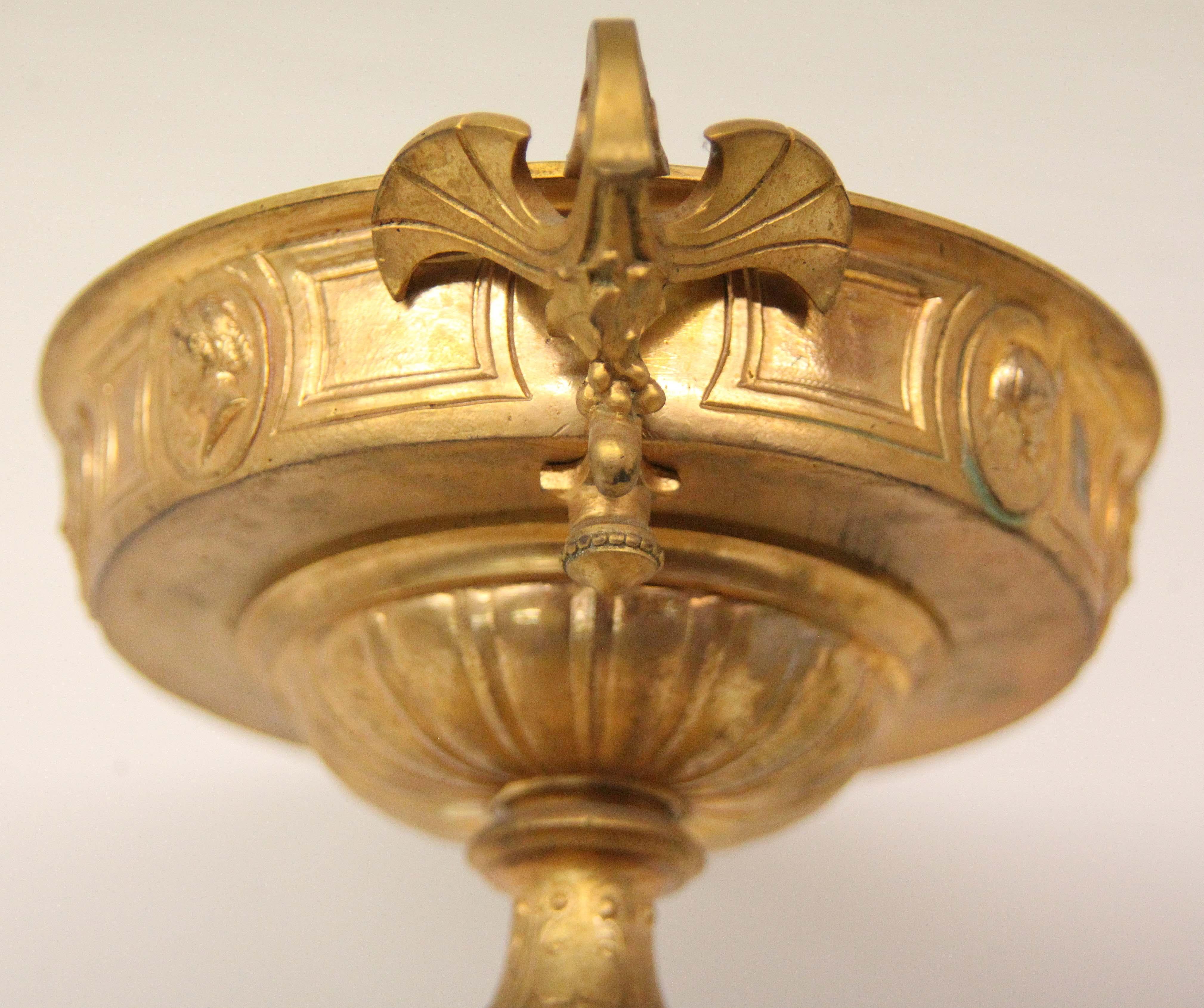 Pair of French Gilt Bronze and Marble Urns 7