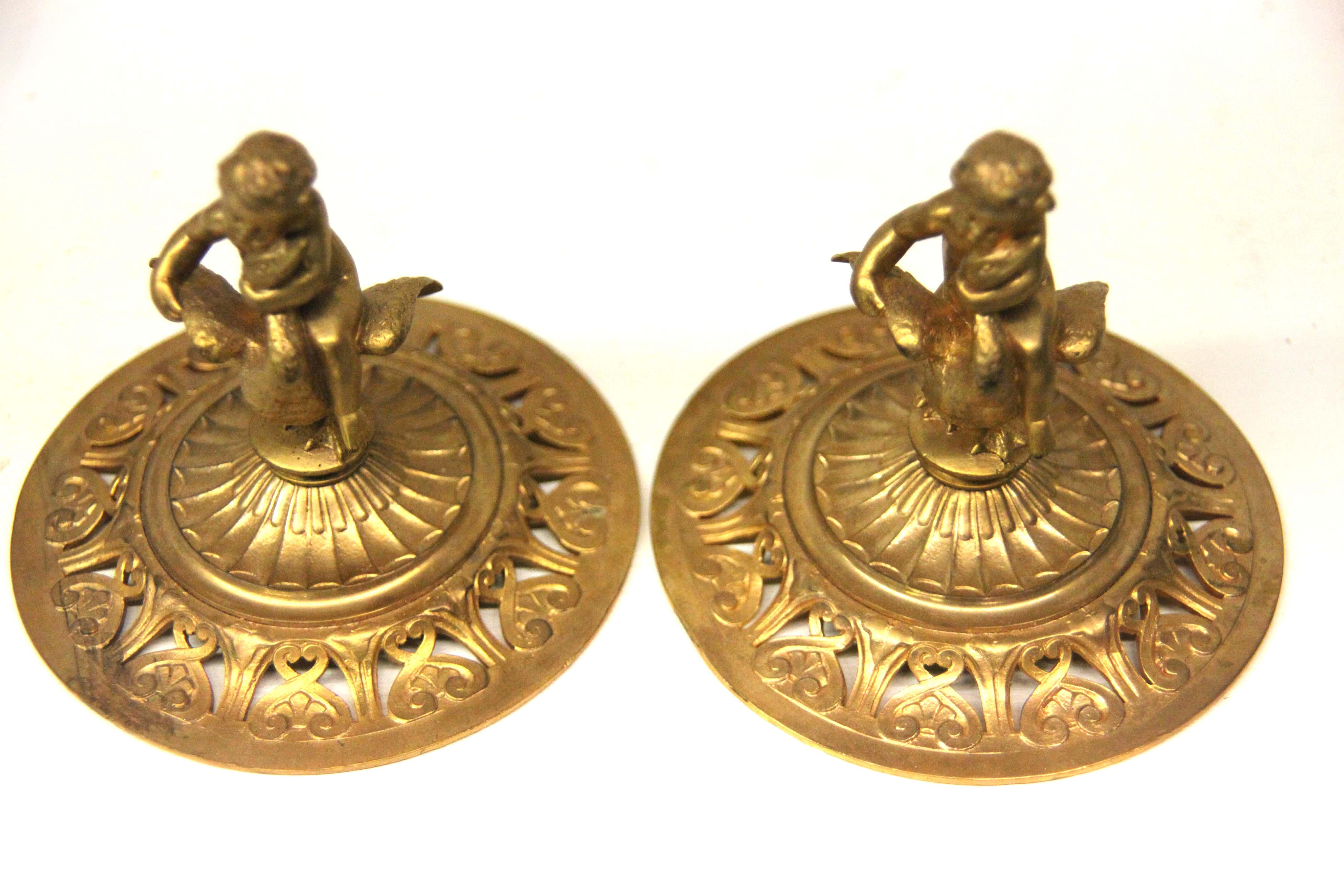 Pair of French Gilt Bronze and Marble Urns 4
