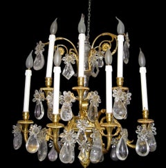 Pair of French Gilt Bronze and Rock Crystal Wall Lights or Sconces Neoclassical
