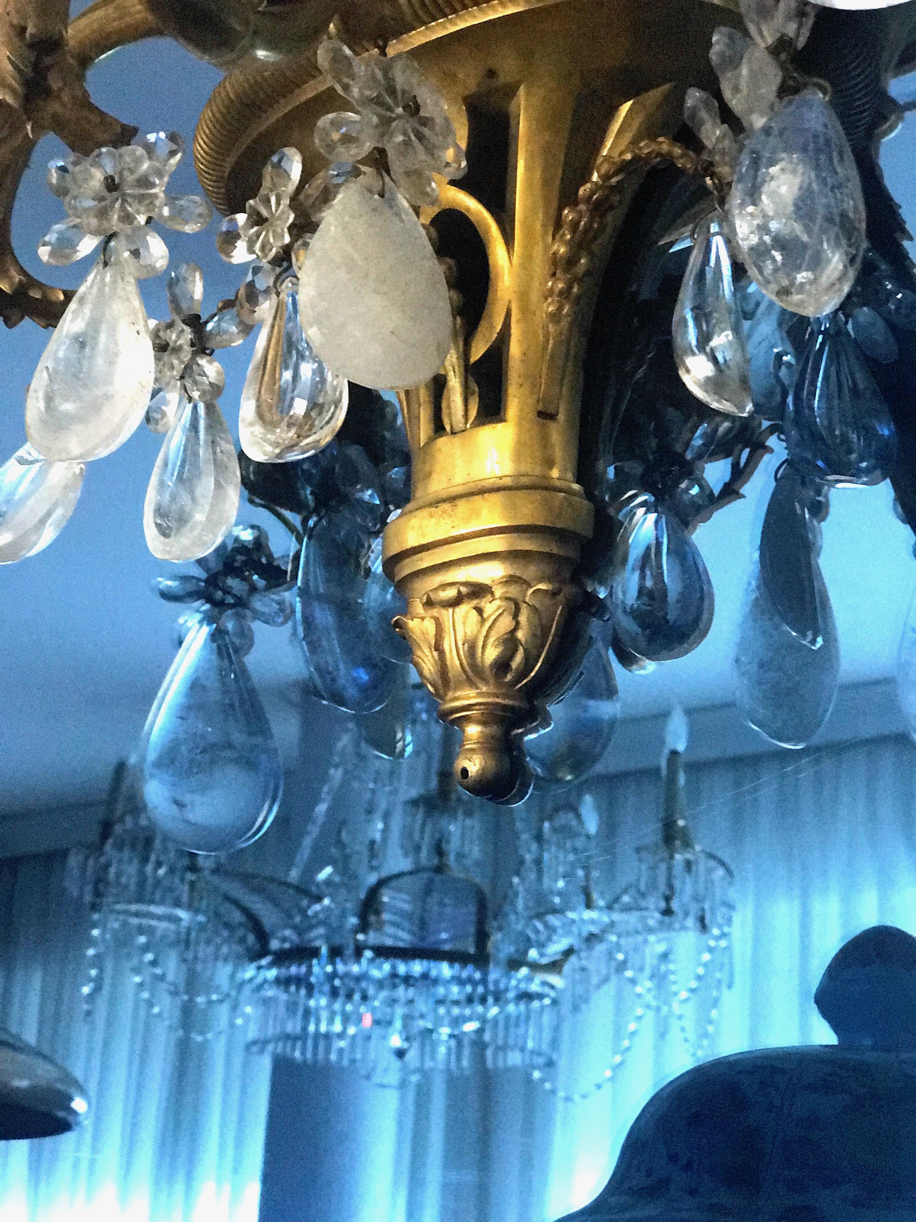 Pair of French Gilt Bronze and Rock Crystal Wall Lights or Sconces Neoclassical For Sale 4