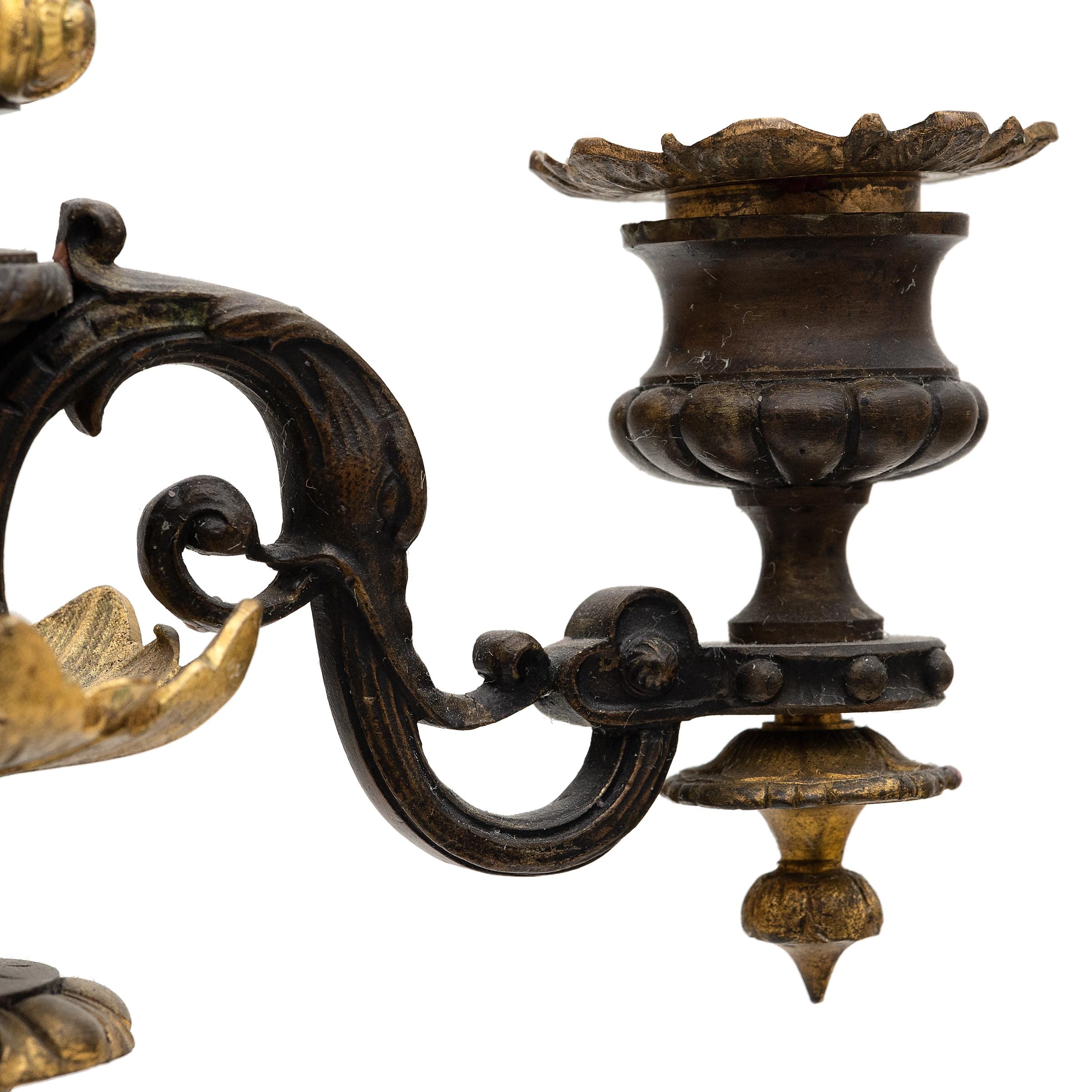 Pair of French Gilt Bronze and Slate Candelabras, c. 1850 For Sale 1