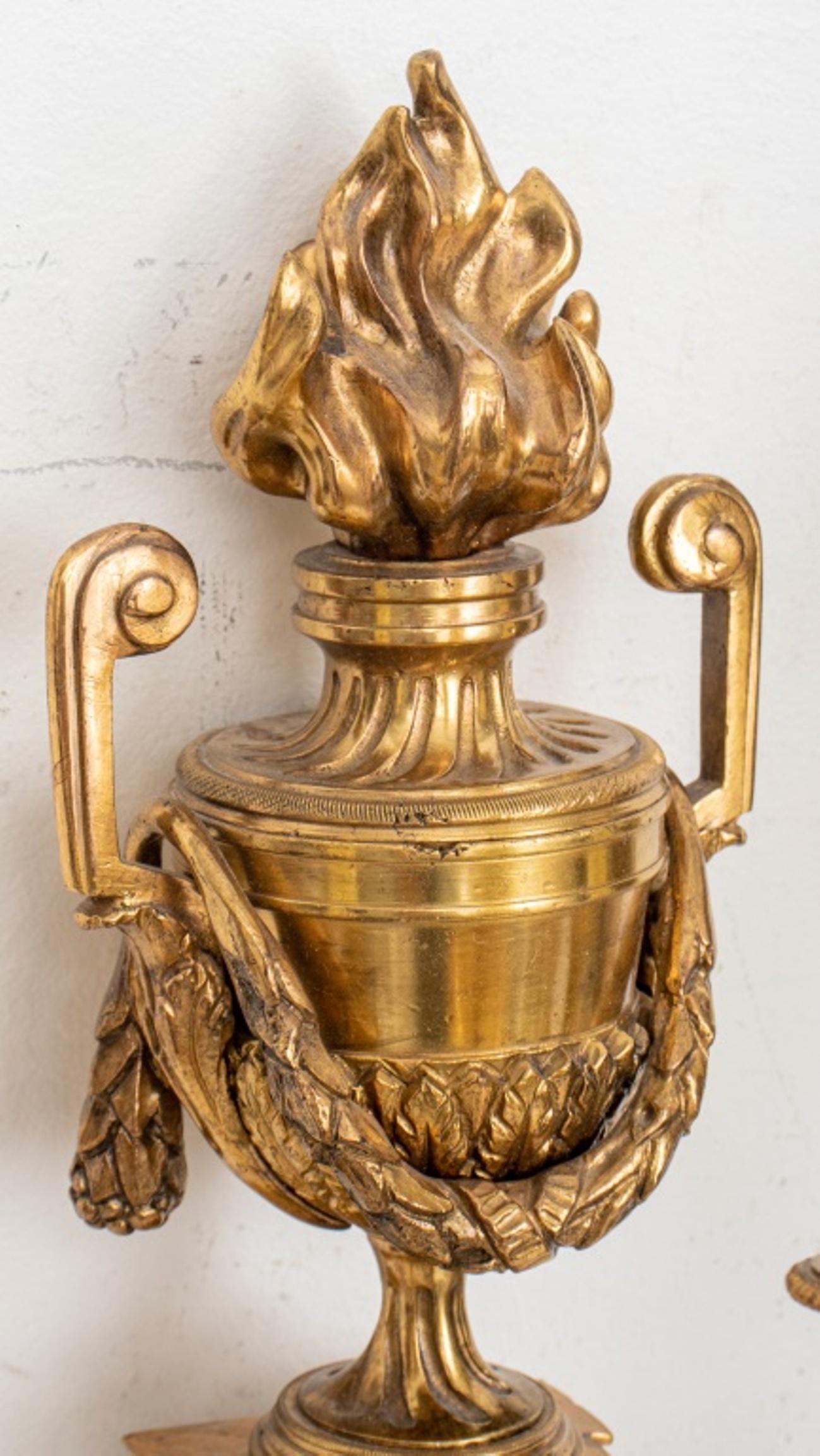 Louis XVI Pair of French Gilt Bronze Candelabra Sconces
