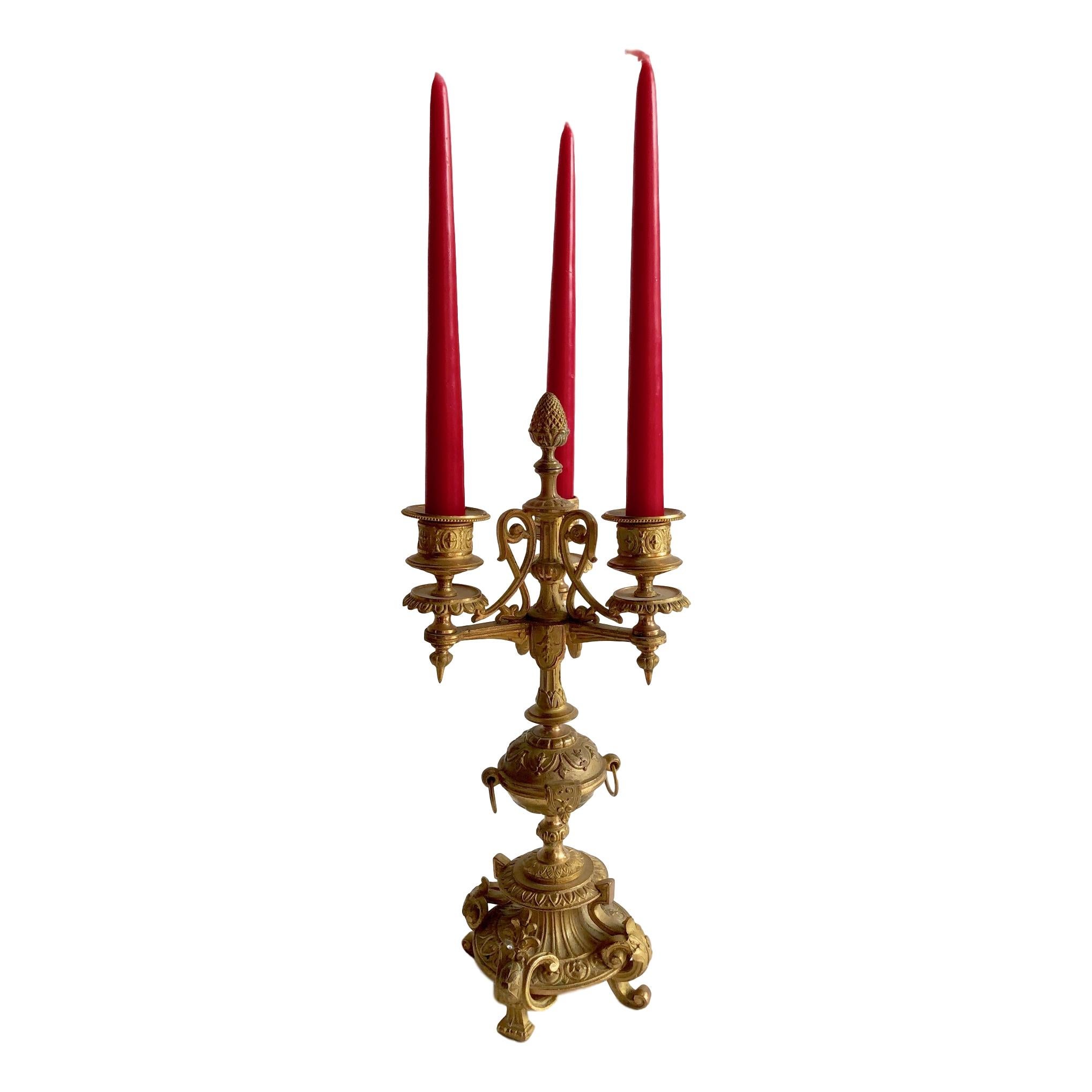 Pair of French Gilt Bronze Candelabra In Good Condition For Sale In New York, NY