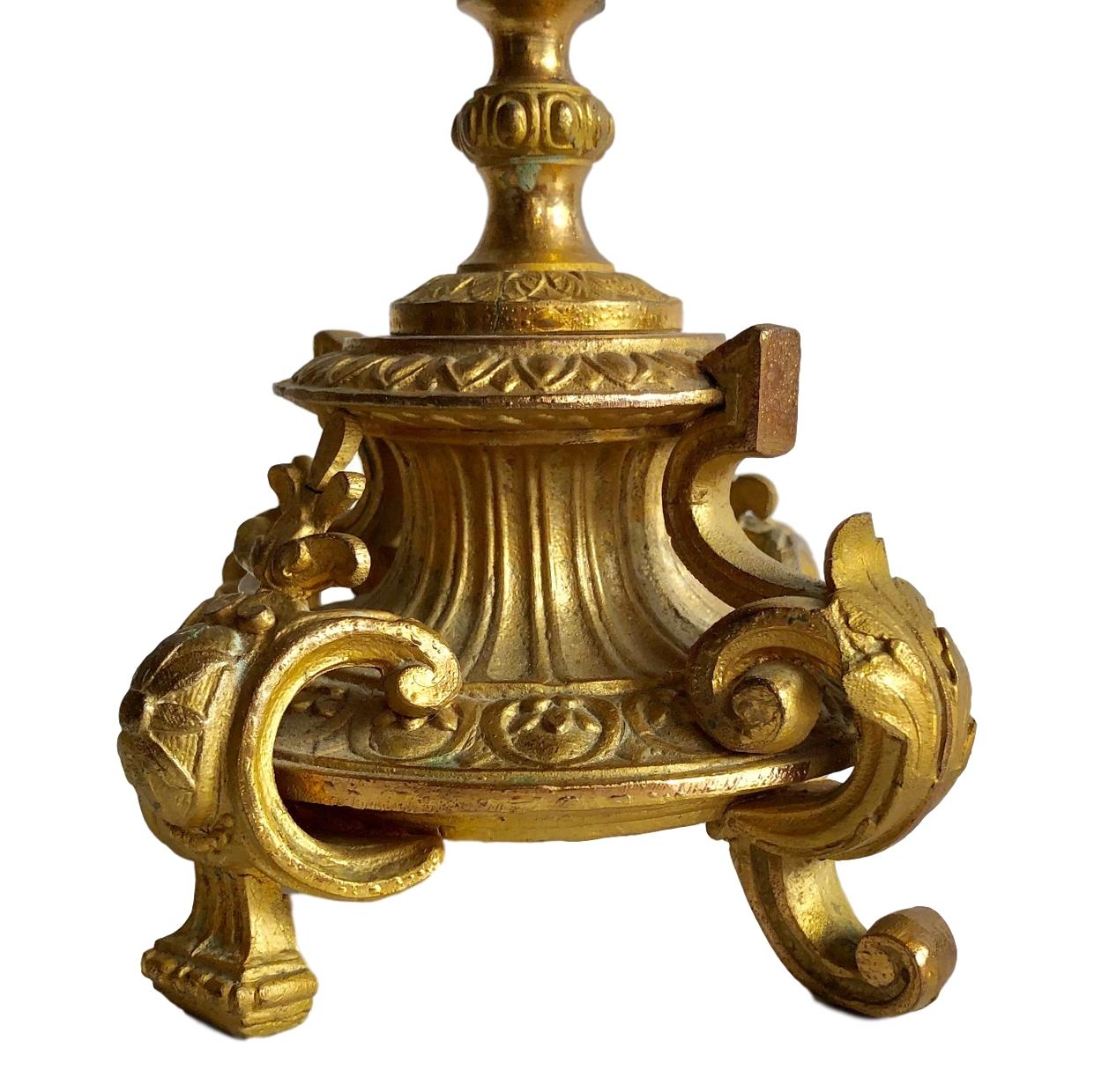 Late 19th Century Pair of French Gilt Bronze Candelabra For Sale