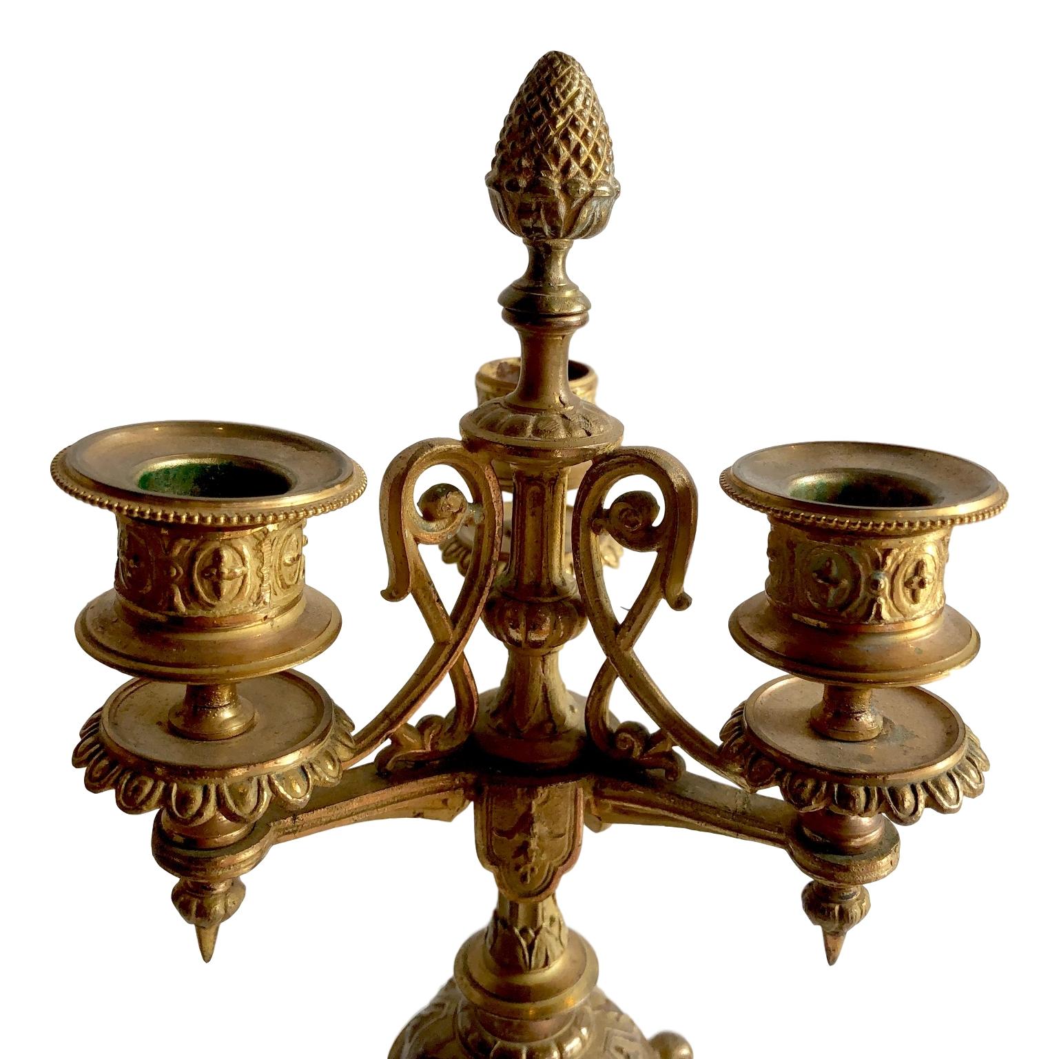 Pair of French Gilt Bronze Candelabra For Sale 2