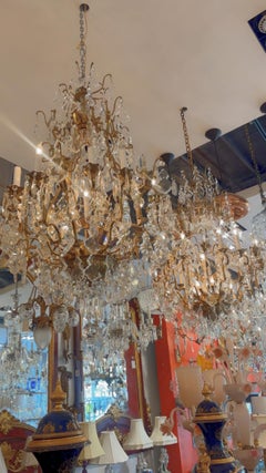 Pair Of French Gilt Bronze & Cristal Chandelier