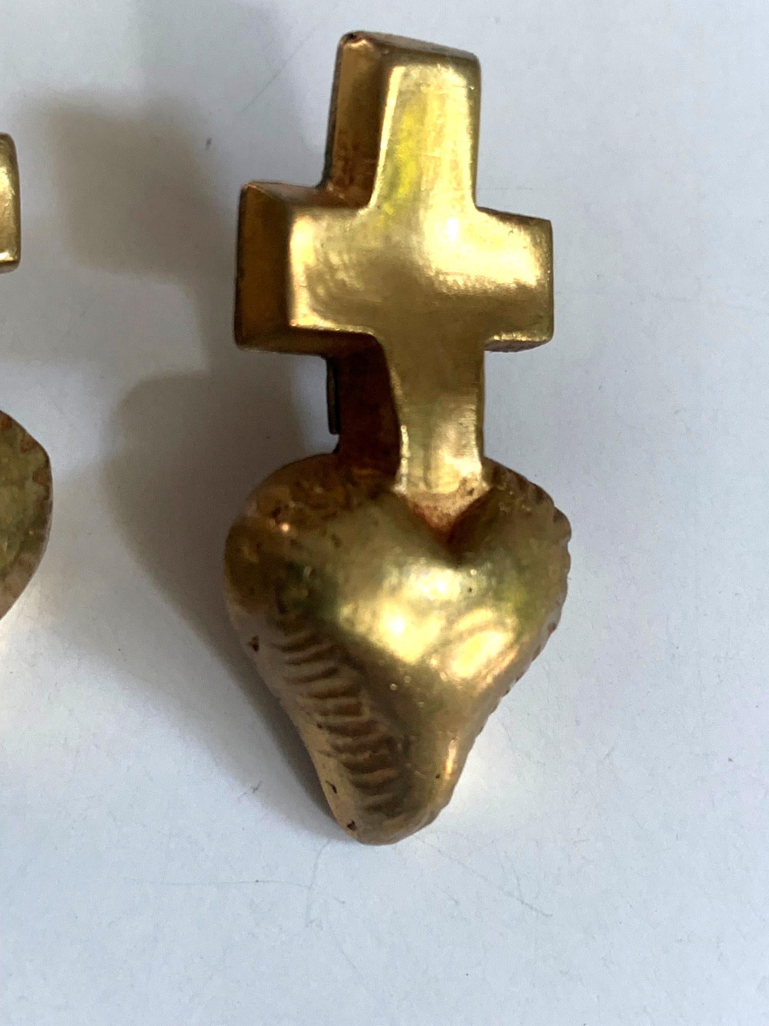 Pair of French Gilt Bronze Earrings by Line Vautrin In Good Condition In Atlanta, GA