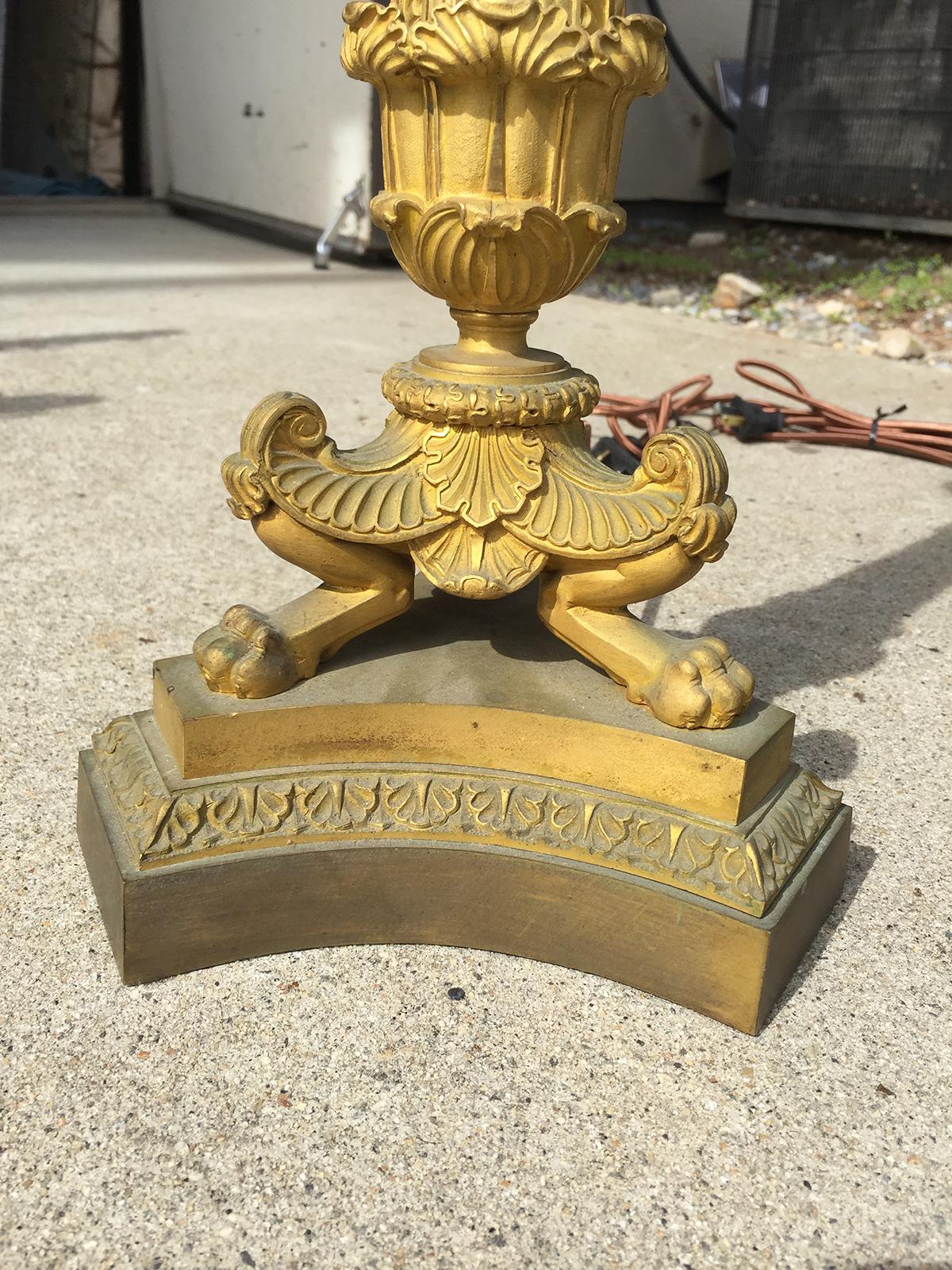 Pair of French Gilt Bronze Empire Candelabras as Lamps, circa 1810 In Good Condition For Sale In Atlanta, GA