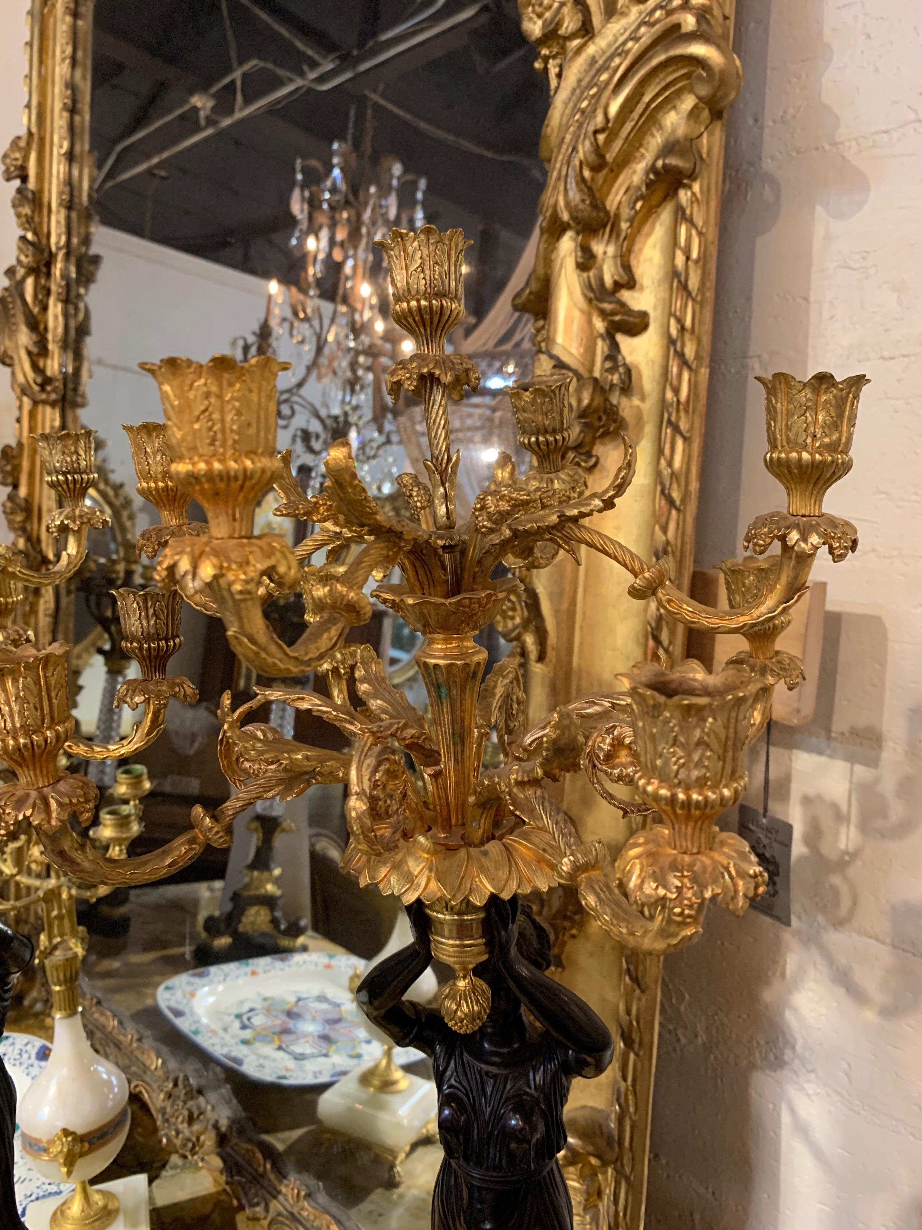 Pair of French Gilt Bronze Figural Candelabra 1