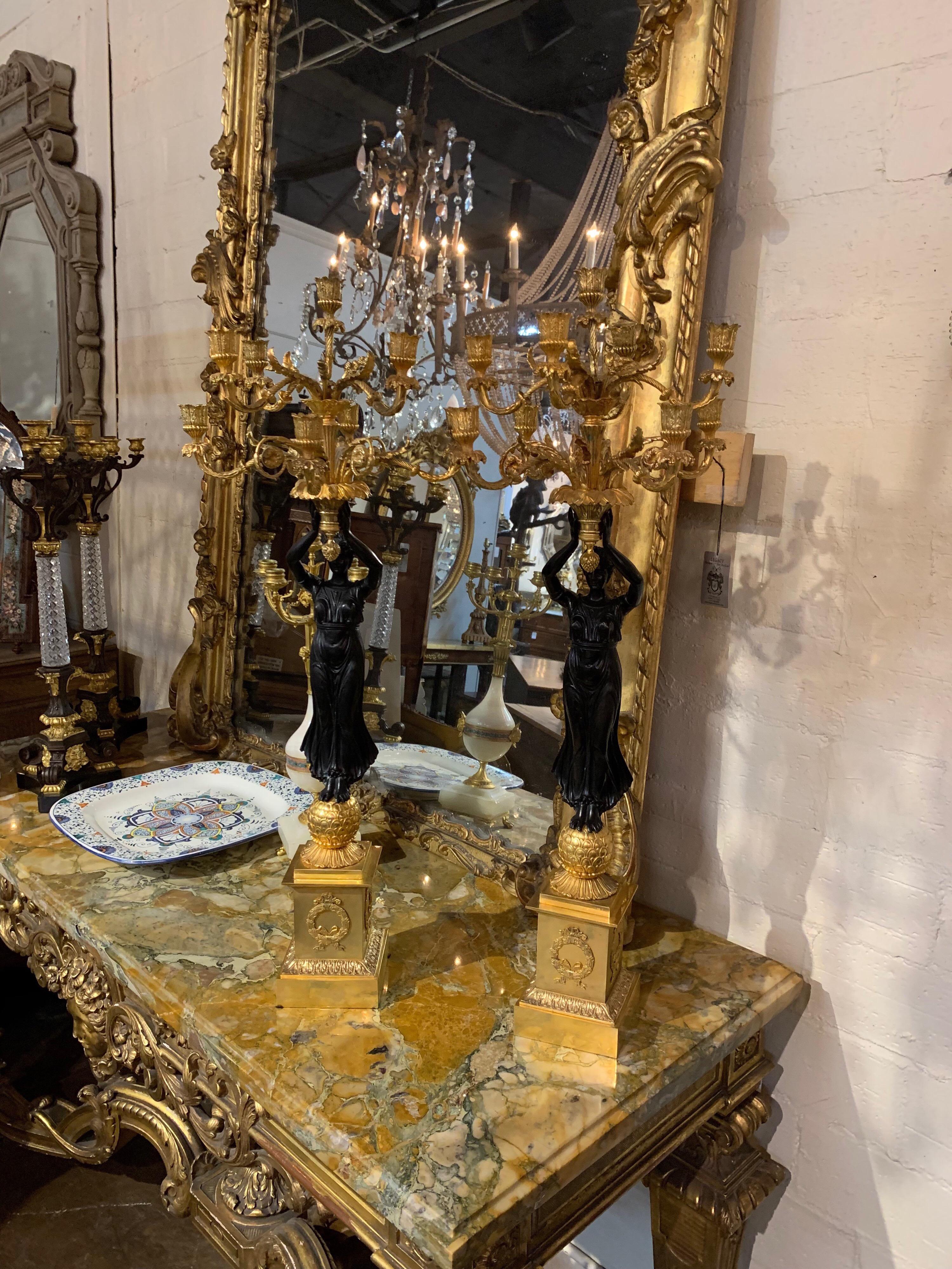 Pair of French Gilt Bronze Figural Candelabra 2