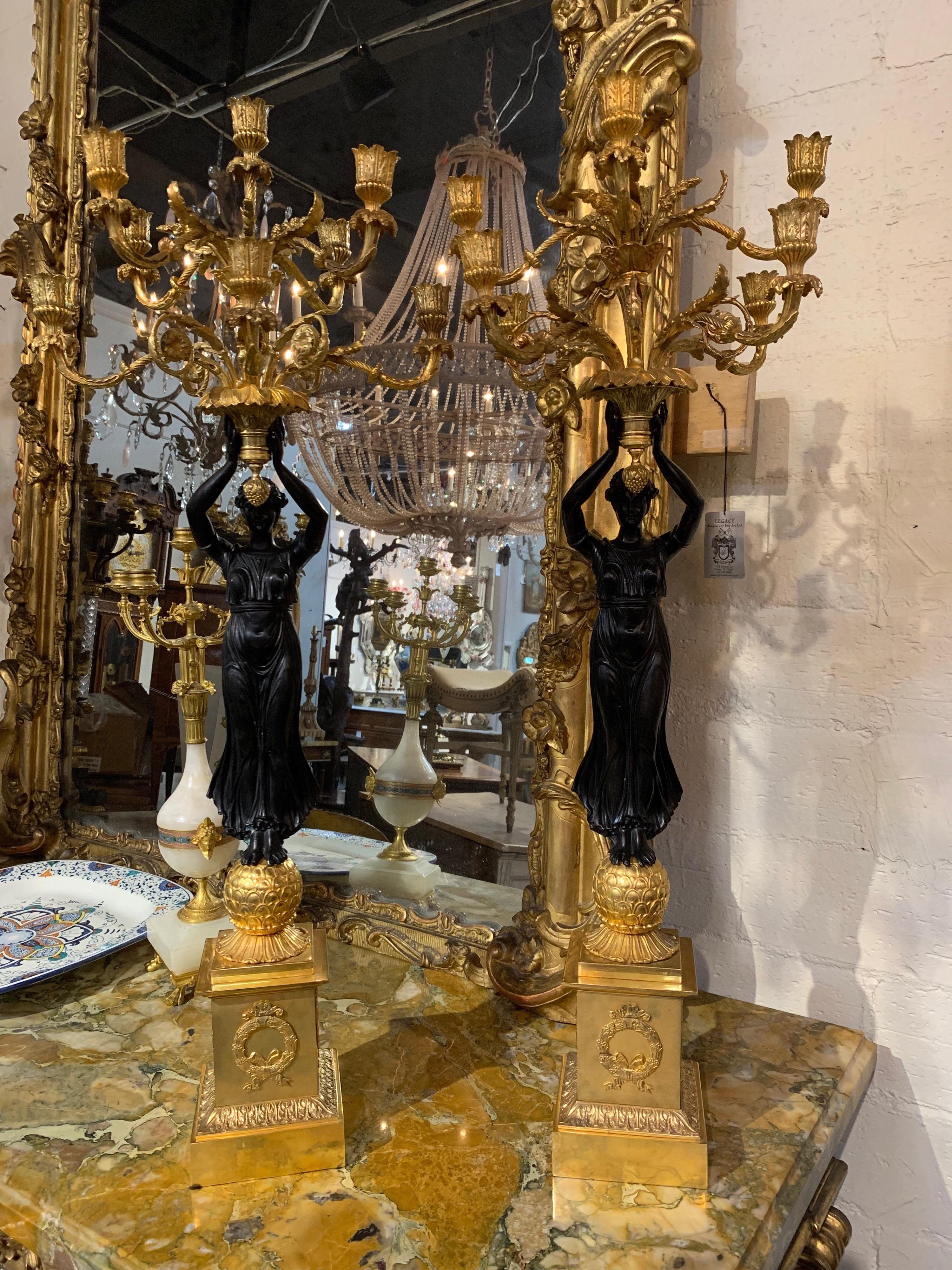 Pair of French Gilt Bronze Figural Candelabra 3