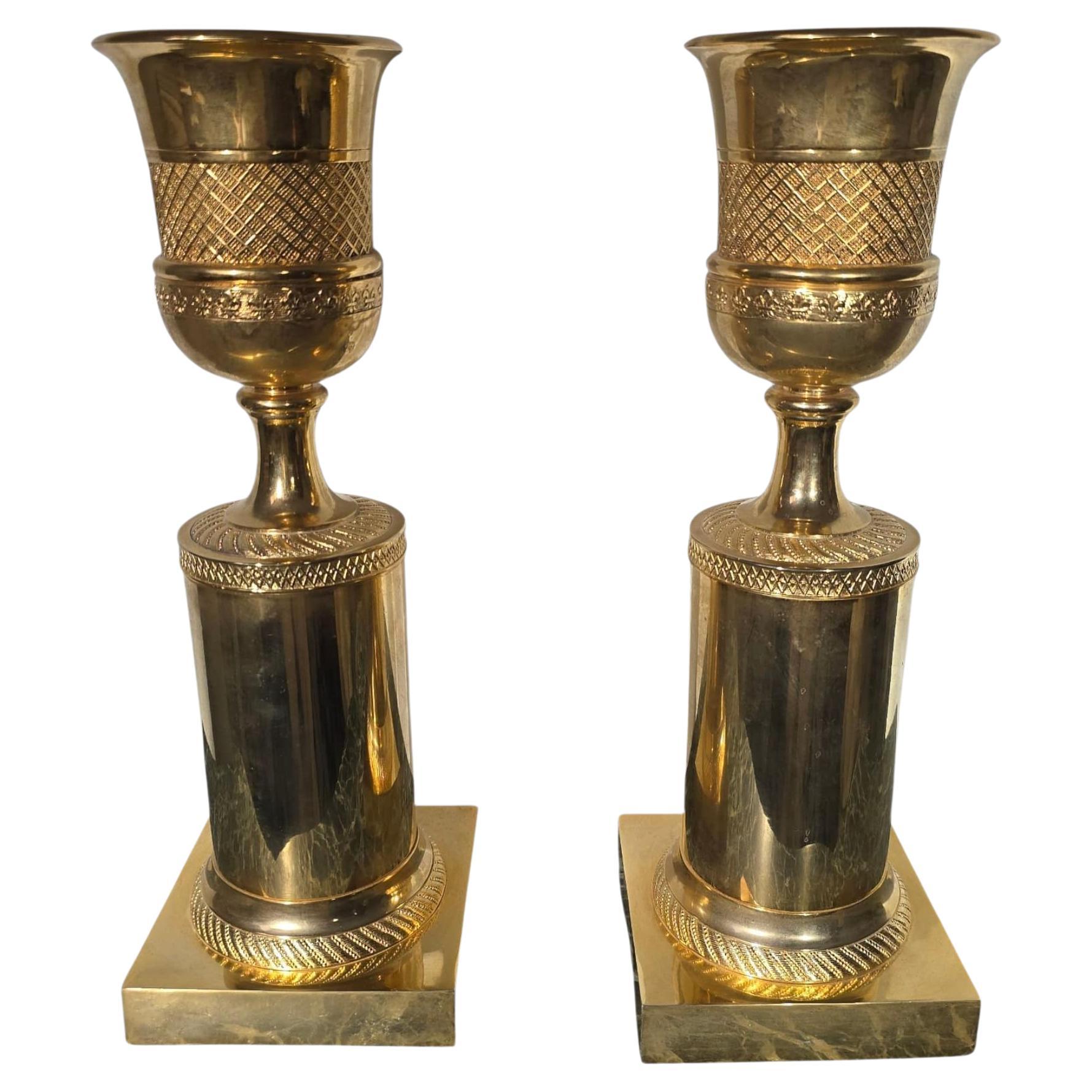 Coppia di calici francesi in bronzo dorato, 1950 circa in vendita