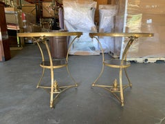 Pair of French Gilt Bronze & Marble Top Gueridon Tables, Probably 19th Century