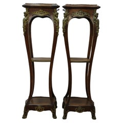 Pair of French Gilt Bronze Mounted Pedestals